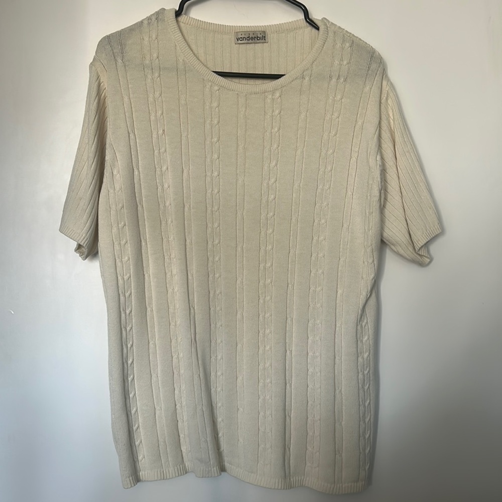 Gloria Vanderbilt Basic Cream Knit T-shirt Blouse
